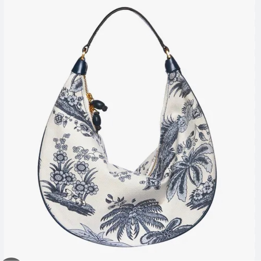 NWT STAUD Sasha Canvas Bag, Majorca Blue Toile